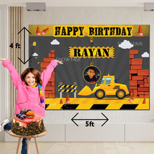 Load image into Gallery viewer, GET THE BEST OF Construction 5*4 BIRTHDAY BACKDROP DECORATIONS AND HAPPY BITHRTHDAY BANNER AND THEME BANNERS ,1ST BIRTHDAY DECORATIONS SIMPLE BIRTHDAY DECORATIONS AT HOME ONLINE FROM OUR STORES. Construction Theme BACKDROP BANNERS.HAPPY BIRTHDAY BANNER ALL OVER INDIA.