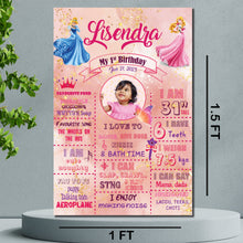 Load image into Gallery viewer, Snow Fair - Princess Theme (Pink) Chalkboard / Milestone Board for Kids Birthday Party- Made of MDF Wooden Board