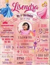 Load image into Gallery viewer, Snow Fair - Princess Theme (Pink) Chalkboard / Milestone Board for Kids Birthday Party- Made of MDF Wooden Board