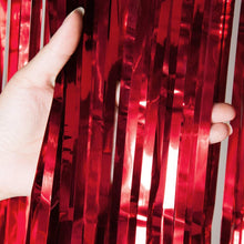 Load image into Gallery viewer, Metallic Red foil curtain, Metallic Foil Fringe, Metallic Foil Tinsel, Metallic Red foil curtain For Backdrop, Metallic Red foil curtain For Backdrop For Birthday, Anniversary ,metallic backdrop for party, Express Delivery All Over India . Book Online at the Best Discounted Offer Price, Budget Friendly, Elite Party Decors, Surprise Party Decors, Indoor and Outdoor Party Decor