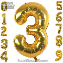 Load image into Gallery viewer, Snow Fair -16 Inches Gold Color Foil Number Balloons for Birthday Party Decoration.