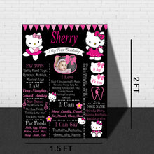 Load image into Gallery viewer, Snow Fair - Hello Kitty Theme Chalkboard / Milestone Board for Kids Birthday Party- Made of MDF Wooden Board
