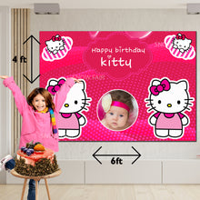 Load image into Gallery viewer, GET THE BEST Hello Kitty Theme 4*6 BIRTHDAY BACKDROP DECORATIONS AND HAPPY BITHRTHDAY BANNER AND THEME BANNERS ,1ST BIRTHDAY DECORATIONS SIMPLE BIRTHDAY DECORATIONS AT HOME ONLINE FROM OUR STORES Hello Kitty Theme BACKDROP BANNERS.HAPPY BIRTHDAY BANNER ALL OVER INDIA.