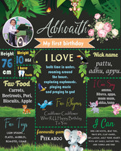 Load image into Gallery viewer, Snow Fair - Jungle Theme Customized Chalkboard / Milestone Board for Kids Birthday Party - Made of MDF Wooden Board