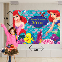 Load image into Gallery viewer, GET THE BEST Little Mermaid 4*6 BIRTHDAY BACKDROP DECORATIONS AND HAPPY BITHRTHDAY BANNER AND THEME BANNERS ,1ST BIRTHDAY DECORATIONS SIMPLE BIRTHDAY DECORATIONS AT HOME ONLINE FROM OUR STORES Little Mermaid BACKDROP BANNERS.HAPPY BIRTHDAY BANNER ALL OVER INDIA.