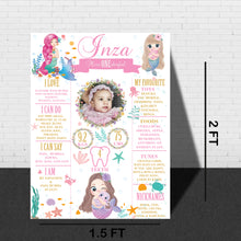 Load image into Gallery viewer, Snow Fair - Mermaid (White) Theme Customized Chalkboard / Milestone Board for Kids Birthday - Made of MDF Wooden Board