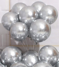 Load image into Gallery viewer, Premium Metallic Sliver Balloons for Birthday party and all occasions. Express delivery all over india . Book online at the best discounted offer price. Sliver balloon decoration for birthday , Sliver balloon decoration , Sliver metallic balloons , Sliver balloon decoration