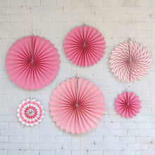 Load image into Gallery viewer, Pink paper fan decoration for birthday, colour Pink paper fan decoration for birthday, colour Pink paper fan decoration for anniversary, colour Black and gold Pink paper fan decoration for baby shower Express Delivery All Over India . Book Online At The Best Discounted Offer Price, Budget Friendly, Elite Party Decors, Surprise Party Decors, Indoor And Outdoor Party Decor
