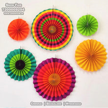 Load image into Gallery viewer, Multi Color paper fan decoration for birthday, color Multi Color paper fan decoration for birthday, colour Multi Color paper fan decoration for anniversary, colour Black and gold Multi Color paper fan decoration for baby shower Express Delivery All Over India . Book Online At The Best Discounted Offer Price, Budget Friendly, Elite Party Decors, Surprise Party Decors, Indoor And Outdoor Party Decor