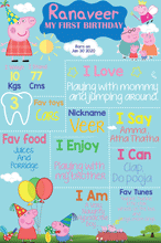 Load image into Gallery viewer, Peppa Pig combo birthday decor ,theme Peppa Pig for kits birthday, Peppa Pig birthday kit, Peppa Pig home party decor ,Peppa Pig theme baby name banner customized ,customized Peppa Pig theme, theme for baby boys and girls birthday party, Peppa Pig milestone chalkboard and combo kits Express Delivery All Over India . Book Online At The Best Discounted Offer Price, Budget Friendly, Elite Party Decors, Surprise Party Decors, Indoor And Outdoor Party Decor