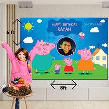 Load image into Gallery viewer, GET THE BEST Peppa Pig 6*8 BIRTHDAY BACKDROP DECORATIONS AND HAPPY BITHRTHDAY BANNER AND THEME BANNERS ,1ST BIRTHDAY DECORATIONS SIMPLE BIRTHDAY DECORATIONS AT HOME ONLINE FROM OUR STORES Peppa Pig BACKDROP BANNERS.HAPPY BIRTHDAY BANNER ALL OVER INDIA.