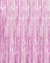 Load image into Gallery viewer, Snow Fair Pink Tinsel Foil Fringe Curtains Backdrop for Birthday Party Decoration (3 ft x 6 ft) -Pack of 2