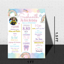 Load image into Gallery viewer, Snow Fair - Rainbow Theme Chalkboard / Milestone Board for Kids Birthday Party- Made of MDF Wooden Board