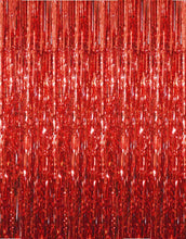 Load image into Gallery viewer, Metallic Red foil curtain, Metallic Foil Fringe, Metallic Foil Tinsel, Metallic Red foil curtain For Backdrop, Metallic Red foil curtain For Backdrop For Birthday, Anniversary ,metallic backdrop for party, Express Delivery All Over India . Book Online at the Best Discounted Offer Price, Budget Friendly, Elite Party Decors, Surprise Party Decors, Indoor and Outdoor Party Decor