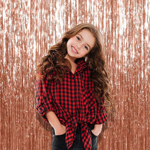 Load image into Gallery viewer, Metallic Rose gold foil curtain, Metallic Foil Fringe, Metallic Foil Tinsel, Metallic Rose gold foil curtain For Backdrop, Metallic Rose gold foil curtain For Backdrop For Birthday, Anniversary ,metallic backdrop for party, Express Delivery All Over India . Book Online at the Best Discounted Offer Price, Budget Friendly, Elite Party Decors, Surprise Party Decors, Indoor and Outdoor Party Decor