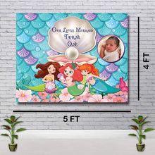 Load image into Gallery viewer, Snow fair premium Mermaid theme Backdrop banner for kids Birthday