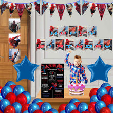 Load image into Gallery viewer, Spiderman combo birthday decor ,theme Spiderman for kits birthday, Spiderman birthday kit, Spiderman home party decor ,Spiderman theme baby name banner customized ,customized Spiderman theme, theme for baby boys and girls birthday party, Spiderman milestone chalkboard and combo kits Express Delivery All Over India . Book Online At The Best Discounted Offer Price, Budget Friendly, Elite Party Decors, Surprise Party Decors, Indoor And Outdoor Party Decor
