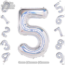 Load image into Gallery viewer, Snow Fair-40 Inches Silver Color Foil Number Balloons for Birthday Party Decoration. Can Float in the air with Helium