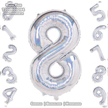 Load image into Gallery viewer, Snow Fair-40 Inches Silver Color Foil Number Balloons for Birthday Party Decoration. Can Float in the air with Helium