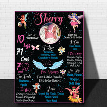 Load image into Gallery viewer, Experience the magic with a Fairy Theme Chalkboard for Kids' Birthday Party