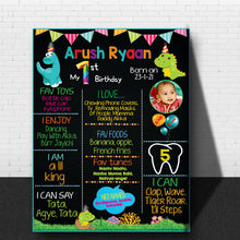 Load image into Gallery viewer, Buy-Baby-Dino-theme-Customized-Chalkboard-milestone-birthday-party-decorations-Personalized-Wooden -MDF-Board-online-india