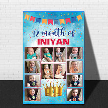 Load image into Gallery viewer, buy-birthday-decorations -One-year-12 Months-first-birthday-collage-board-Customized-Wooden -MDF-Board-online-india