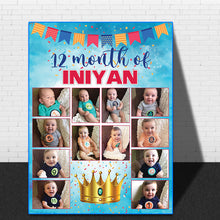 Load image into Gallery viewer, One Year - 12 Months Photo Collage Board - For First Birthday Model - 11 - Made of Wooden MDF board