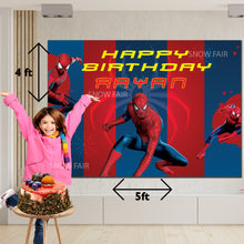 Load image into Gallery viewer, GET THE BEST Spiderman 5*4 BIRTHDAY BACKDROP DECORATIONS AND HAPPY BITHRTHDAY BANNER AND THEME BANNERS ,1ST BIRTHDAY DECORATIONS SIMPLE BIRTHDAY DECORATIONS AT HOME ONLINE FROM OUR STORES Spiderman BACKDROP BANNERS.HAPPY BIRTHDAY BANNER ALL OVER INDIA.