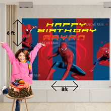 Load image into Gallery viewer, GET THE BEST Spiderman 6*8 BIRTHDAY BACKDROP DECORATIONS AND HAPPY BITHRTHDAY BANNER AND THEME BANNERS ,1ST BIRTHDAY DECORATIONS SIMPLE BIRTHDAY DECORATIONS AT HOME ONLINE FROM OUR STORES Spiderman BACKDROP BANNERS.HAPPY BIRTHDAY BANNER ALL OVER INDIA.