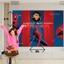 Load image into Gallery viewer, GET THE BEST Spiderman 6*8 BIRTHDAY BACKDROP DECORATIONS AND HAPPY BITHRTHDAY BANNER AND THEME BANNERS ,1ST BIRTHDAY DECORATIONS SIMPLE BIRTHDAY DECORATIONS AT HOME ONLINE FROM OUR STORES Spiderman BACKDROP BANNERS.HAPPY BIRTHDAY BANNER ALL OVER INDIA.