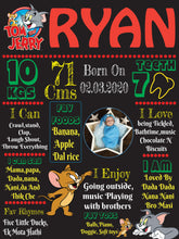 Load image into Gallery viewer, Snow Fair - Tom & Jerry Theme Customized Chalkboard / Milestone Board for Kids Birthday Party - Made of MDF Wooden Board