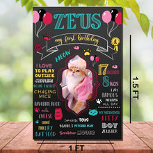 Load image into Gallery viewer, our personalized chalkboard poster adds a paw-some touch to the party. Featuring customizable details and a charming dog-themed design, this sign is perfect for capturing memories and creating a memorable celebration
