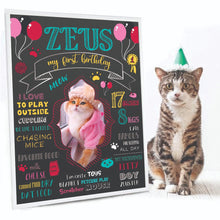 Load image into Gallery viewer, Dog Birthday Chalkboard Sign, Dog Party, Pet 1st Birthday Chalkboard, Dog First Birthday Poster, Dog's Personalized Custom Sign