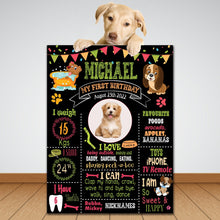 Load image into Gallery viewer, Dog Birthday Chalkboard Sign, Dog Party, Pet 1st Birthday Chalkboard, Dog First Birthday Poster, Dog's Personalized Custom Sign