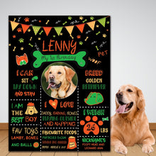 Load image into Gallery viewer, Dog Birthday Chalkboard Sign, Dog Party, Pet 1st Birthday Chalkboard, Dog First Birthday Poster, Dog's Personalized Custom Sign