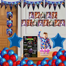 Load image into Gallery viewer, Avengers combo birthday decor ,theme Avengers for kits birthday, Avengers birthday kit, Avengers home party decor ,Avengers theme baby name banner customized ,customized Avengers theme, theme for baby boys and girls birthday party, Avengers milestone chalkboard and combo kits Express Delivery All Over India . Book Online At The Best Discounted Offer Price, Budget Friendly, Elite Party Decors, Surprise Party Decors, Indoor And Outdoor Party