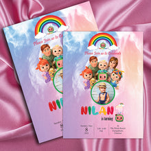 Load image into Gallery viewer, Cocomelon theme E invitation