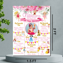 Load image into Gallery viewer, Snow Fair - Fairy Theme (Pink) Chalkboard / Milestone Board for Kids Birthday Party- Made of MDF Wooden Board