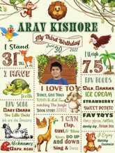 Load image into Gallery viewer, Snow Fair - Jungle Theme Customized Chalkboard / Milestone Board for Kids Birthday Party - Made of MDF Wooden Board