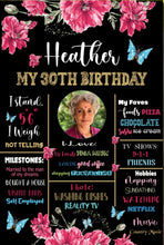 Load image into Gallery viewer, Elevate your first birthday celebration with our customized 30th Birthday Chalkboard/Milestone Board