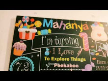 Load and play video in Gallery viewer, Snow Fair - Floral Theme Customized Chalkboard / Milestone Board for Kids Birthday Party - Made of MDF Wooden Board