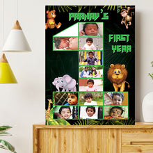 Load image into Gallery viewer, photo collage board,baby collage board ,1 to 12 month baby collage ,collage board in wooden,wall hangind baby photo,theme collage board, customized collage board,free delivery,online combo,combo kit for adults,kids,womens,delivery all over india,budget friendly,elite party decors,surprise party decor,indoor and outdoor party decors