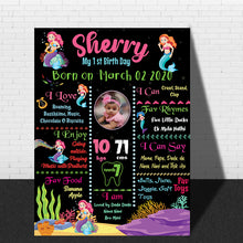 Load image into Gallery viewer, Dive into the magic with a Mermaid Themed Chalkboard and Milestone Board
