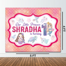 Load image into Gallery viewer, Snow Fair Premium Mermaid Theme Backdrop Banners For Kids Birthday