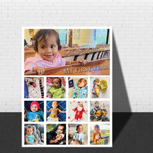 Load image into Gallery viewer, One Year - 12 Months Photo Collage Board - For First Birthday Model - 12 - Made of Wooden MDF board