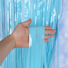 Load image into Gallery viewer, Snow Fair Pastel - Blue and Pink- Tinsel Foil Fringe Curtains Backdrop for Party Decoration (3 ft x 6 ft) -Pack of 1