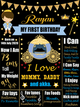 Load image into Gallery viewer, Prince combo birthday decor ,theme Prince for kits birthday, Prince birthday kit, Prince home party decor ,Prince theme baby name banner customized ,customized Prince theme, theme for baby boys and girls birthday party, Prince milestone chalkboard and combo kits Express Delivery All Over India . Book Online At The Best Discounted Offer Price, Budget Friendly, Elite Party Decors, Surprise Party Decors, Indoor And Outdoor Party Decor