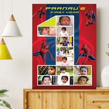 Load image into Gallery viewer, photo collage board,baby collage board ,1 to 12 month baby collage ,collage board in wooden,wall hangind baby photo,theme collage board, customized collage board,free delivery,online combo,combo kit for adults,kids,womens,delivery all over india,budget friendly,elite party decors,surprise party decor,indoor and outdoor party decors