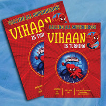 Load image into Gallery viewer, Spiderman Theme E invitation