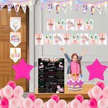 Load image into Gallery viewer, Unicorn combo birthday decor ,theme Unicorn for kits birthday, Unicorn birthday kit, Unicorn home party decor ,Unicorn theme baby name banner customized ,customized Unicorn theme, theme for baby boys and girls birthday party, Unicorn milestone chalkboard and combo kits Express Delivery All Over India . Book Online At The Best Discounted Offer Price, Budget Friendly, Elite Party Decors, Surprise Party Decors, Indoor And Outdoor Party Decor